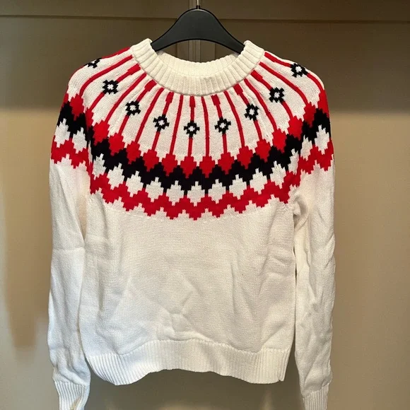 J. Crew Red and Black Crew Neck Sweater - Picture 1 of 3